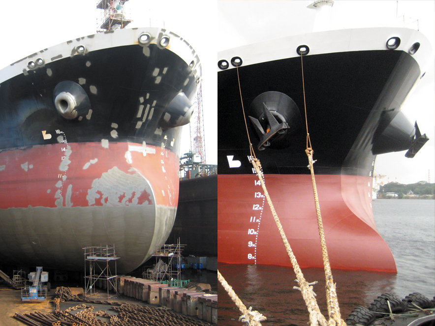 marine maintenance - Hull maintenance before & after