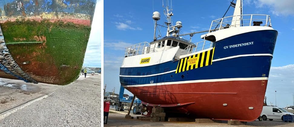 Before and after coating removal on the GV Independent